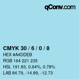 カラーコード: CMYK 30 / 6 / 0 / 8 | qconv.com