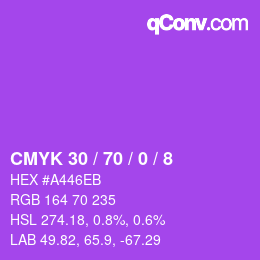 カラーコード: CMYK 30 / 70 / 0 / 8 | qconv.com