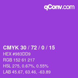 カラーコード: CMYK 30 / 72 / 0 / 15 | qconv.com