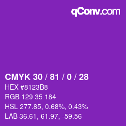 颜色代码: CMYK 30 / 81 / 0 / 28 | qconv.com