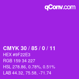 Color code: CMYK 30 / 85 / 0 / 11 | qconv.com
