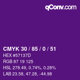 颜色代码: CMYK 30 / 85 / 0 / 51 | qconv.com