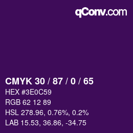 カラーコード: CMYK 30 / 87 / 0 / 65 | qconv.com
