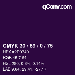 Color code: CMYK 30 / 89 / 0 / 75 | qconv.com