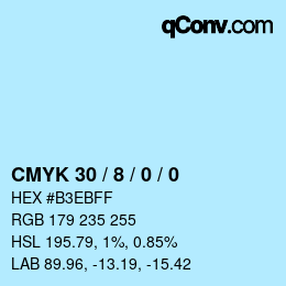 颜色代码: CMYK 30 / 8 / 0 / 0 | qconv.com