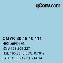 カラーコード: CMYK 30 / 8 / 0 / 11 | qconv.com