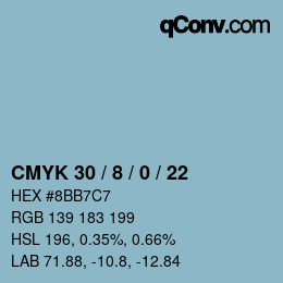 カラーコード: CMYK 30 / 8 / 0 / 22 | qconv.com