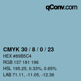 カラーコード: CMYK 30 / 8 / 0 / 23 | qconv.com