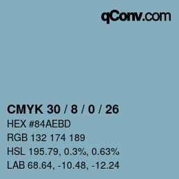 颜色代码: CMYK 30 / 8 / 0 / 26 | qconv.com