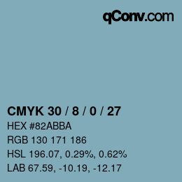 颜色代码: CMYK 30 / 8 / 0 / 27 | qconv.com