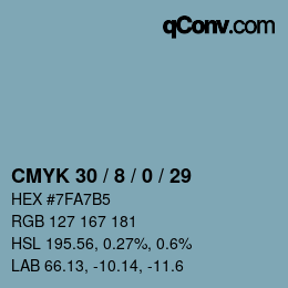 Color code: CMYK 30 / 8 / 0 / 29 | qconv.com