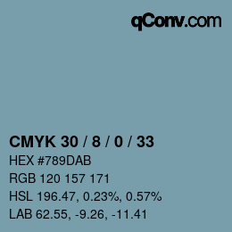 Farbcode: CMYK 30 / 8 / 0 / 33 | qconv.com