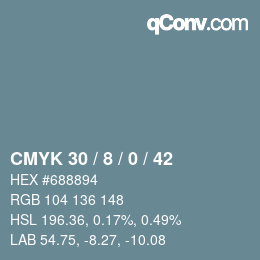 颜色代码: CMYK 30 / 8 / 0 / 42 | qconv.com