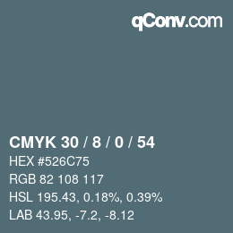 颜色代码: CMYK 30 / 8 / 0 / 54 | qconv.com