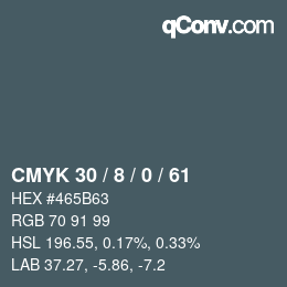 颜色代码: CMYK 30 / 8 / 0 / 61 | qconv.com