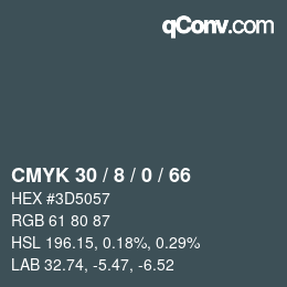 颜色代码: CMYK 30 / 8 / 0 / 66 | qconv.com
