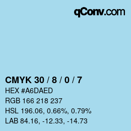 カラーコード: CMYK 30 / 8 / 0 / 7 | qconv.com