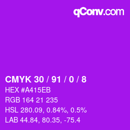 カラーコード: CMYK 30 / 91 / 0 / 8 | qconv.com