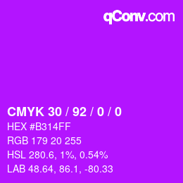 カラーコード: CMYK 30 / 92 / 0 / 0 | qconv.com