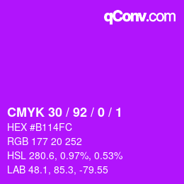 Color code: CMYK 30 / 92 / 0 / 1 | qconv.com