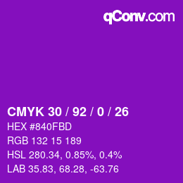 Color code: CMYK 30 / 92 / 0 / 26 | qconv.com