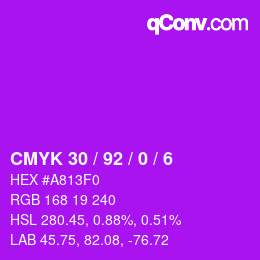 カラーコード: CMYK 30 / 92 / 0 / 6 | qconv.com