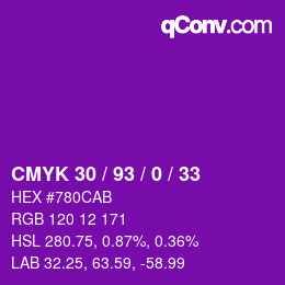颜色代码: CMYK 30 / 93 / 0 / 33 | qconv.com