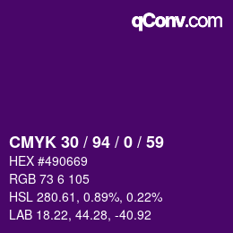 Color code: CMYK 30 / 94 / 0 / 59 | qconv.com