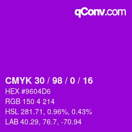 颜色代码: CMYK 30 / 98 / 0 / 16 | qconv.com