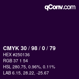 Color code: CMYK 30 / 98 / 0 / 79 | qconv.com
