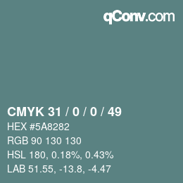 Color code: CMYK 31 / 0 / 0 / 49 | qconv.com