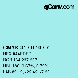 カラーコード: CMYK 31 / 0 / 0 / 7 | qconv.com