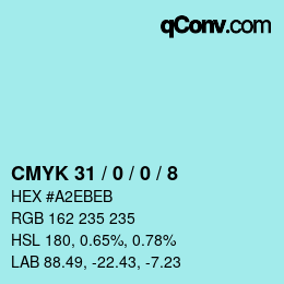 Color code: CMYK 31 / 0 / 0 / 8 | qconv.com