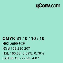 カラーコード: CMYK 31 / 0 / 10 / 10 | qconv.com