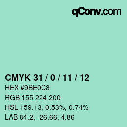 Color code: CMYK 31 / 0 / 11 / 12 | qconv.com