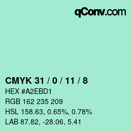 カラーコード: CMYK 31 / 0 / 11 / 8 | qconv.com