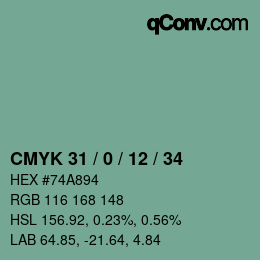 Color code: CMYK 31 / 0 / 12 / 34 | qconv.com