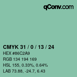 カラーコード: CMYK 31 / 0 / 13 / 24 | qconv.com