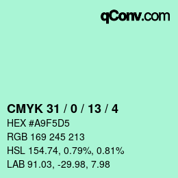 カラーコード: CMYK 31 / 0 / 13 / 4 | qconv.com