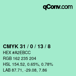 カラーコード: CMYK 31 / 0 / 13 / 8 | qconv.com