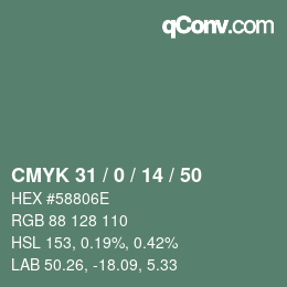 颜色代码: CMYK 31 / 0 / 14 / 50 | qconv.com