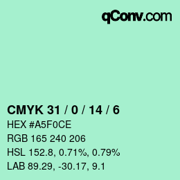 Color code: CMYK 31 / 0 / 14 / 6 | qconv.com