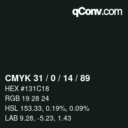 Color code: CMYK 31 / 0 / 14 / 89 | qconv.com