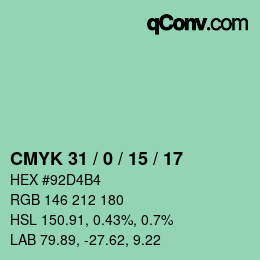 Color code: CMYK 31 / 0 / 15 / 17 | qconv.com