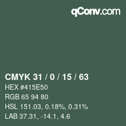 カラーコード: CMYK 31 / 0 / 15 / 63 | qconv.com