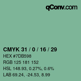 Code couleur: CMYK 31 / 0 / 16 / 29 | qconv.com