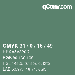 Color code: CMYK 31 / 0 / 16 / 49 | qconv.com