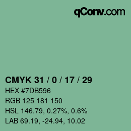 Code couleur: CMYK 31 / 0 / 17 / 29 | qconv.com