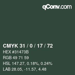 Color code: CMYK 31 / 0 / 17 / 72 | qconv.com