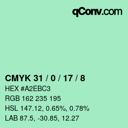 Color code: CMYK 31 / 0 / 17 / 8 | qconv.com